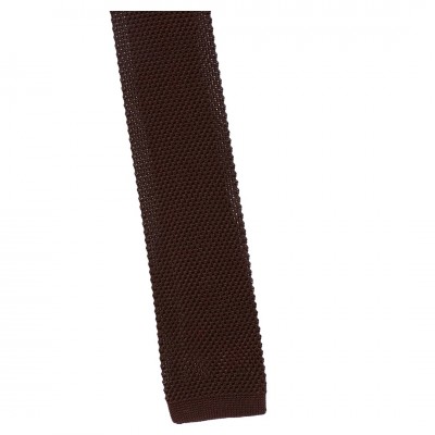 Jedwabny Krawat Knit Ciemny Brązowy