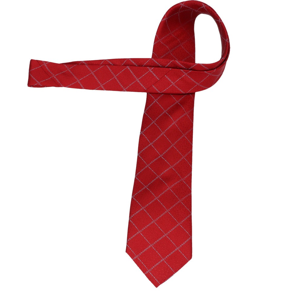 Krawat Jedwabny Czerwony Intensywny W...