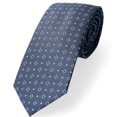 krawat klasyczny szary niebieskie kwadraciki