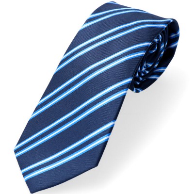Krawat Tło Granatowe Skośne Wyraźne Paski Niebieskie Biancospino