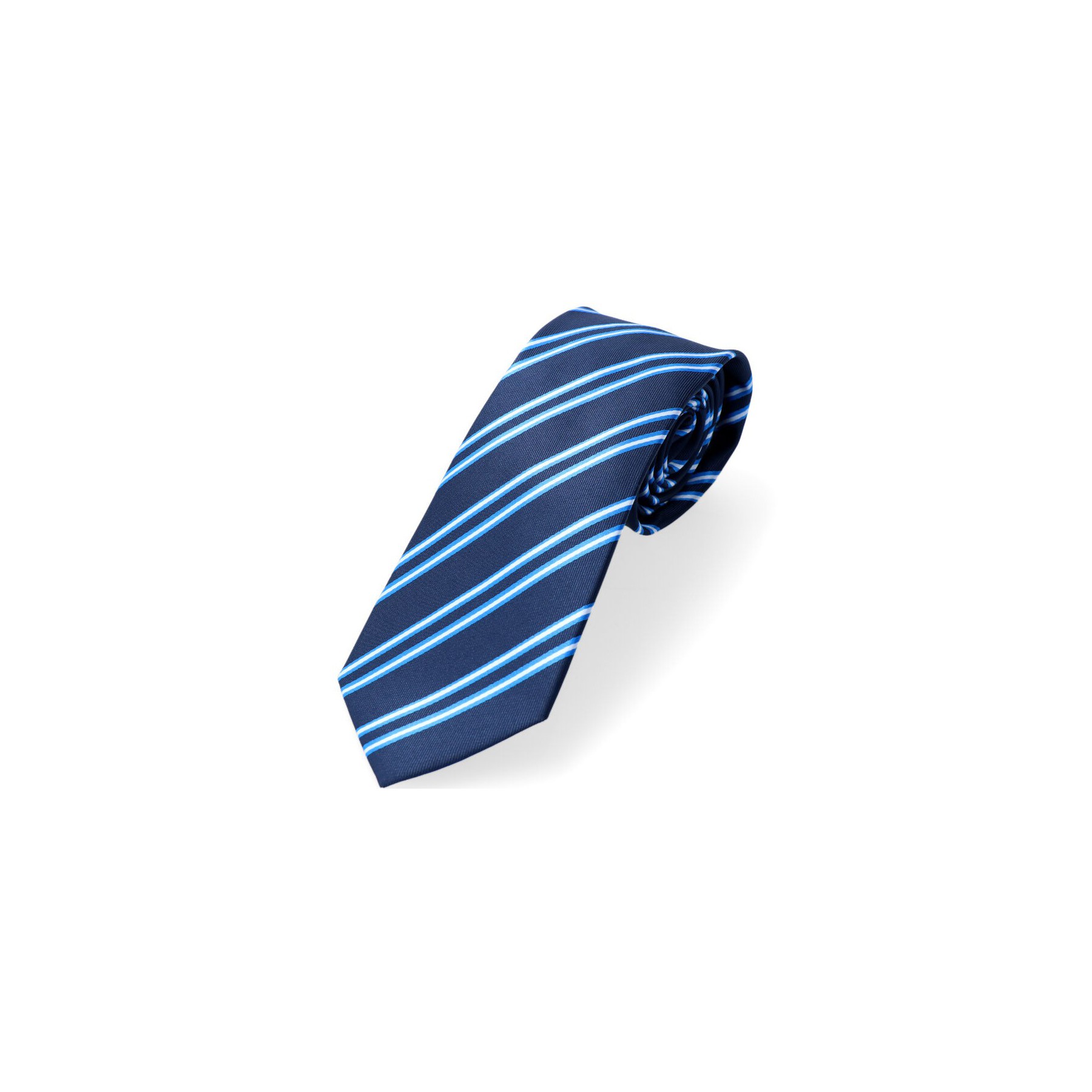 Krawat Tło Granatowe Skośne Wyraźne Paski Niebieskie Biancospino