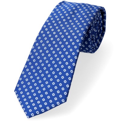 Krawat Granatowe Tło Jasny Niebieski  Motyw Owal Giglio