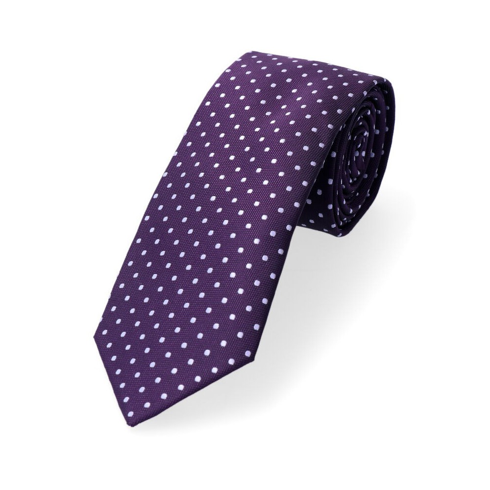 krawat fioletowy klasyczny w kropki
