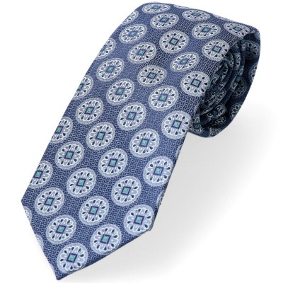 Krawat Niebieski Jeans Tło Duży Owalny Geometryczny Wzór Kwiaty Fagiano Di Monte