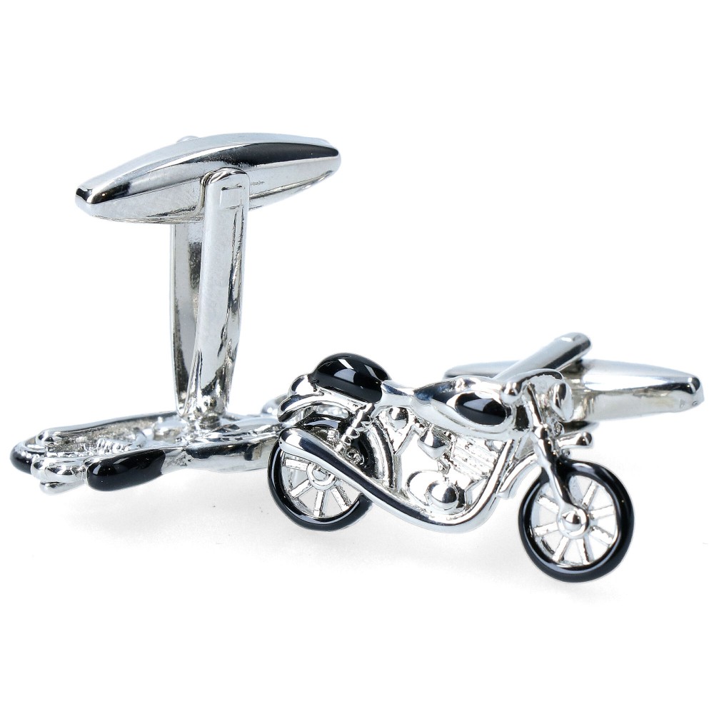 spinki dla motocyklisty motocykl srebrny