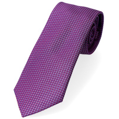 krawat jedwabny amarantowo fioletowy delikatny wzór