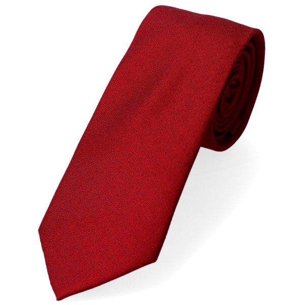 krawat jedwabny ciemny czerwony wzór szron
