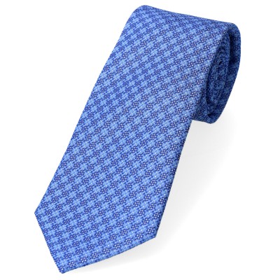 krawat jedwabny niebieski drobna krateczka