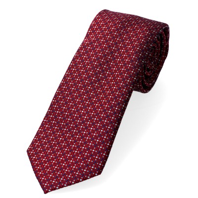 krawat jedwabny bordo z granatem delikatny wzór