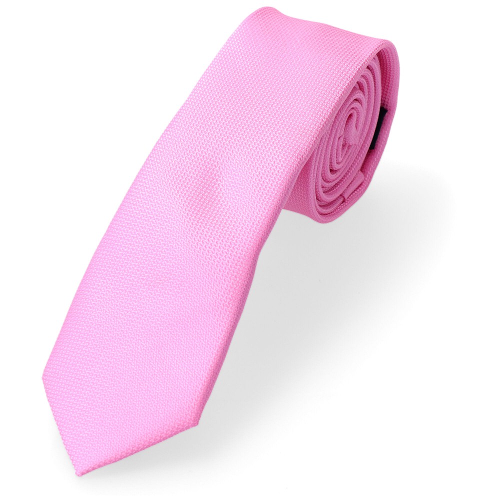 krawat wąski gładki różowy