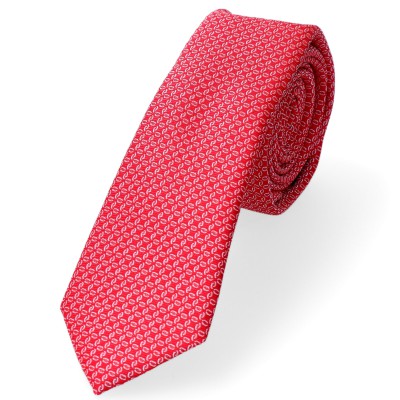 krawat klasyczny czerwień malinowa białe wzorki