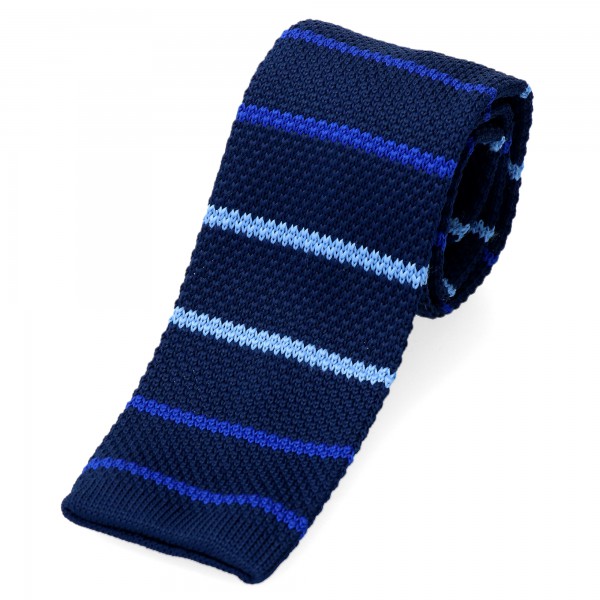 krawat knit granat niebieski szafir chaber