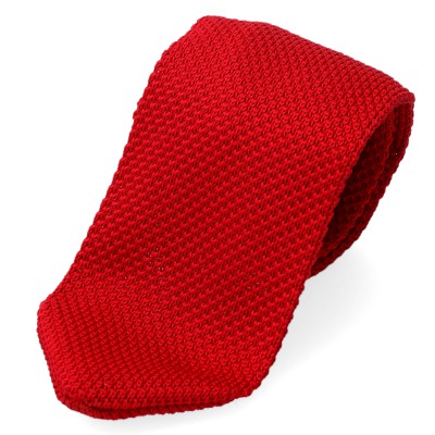 Krawat Knit - Krawat Z Dzianiny Czerwony Gładki Acido Azelaico