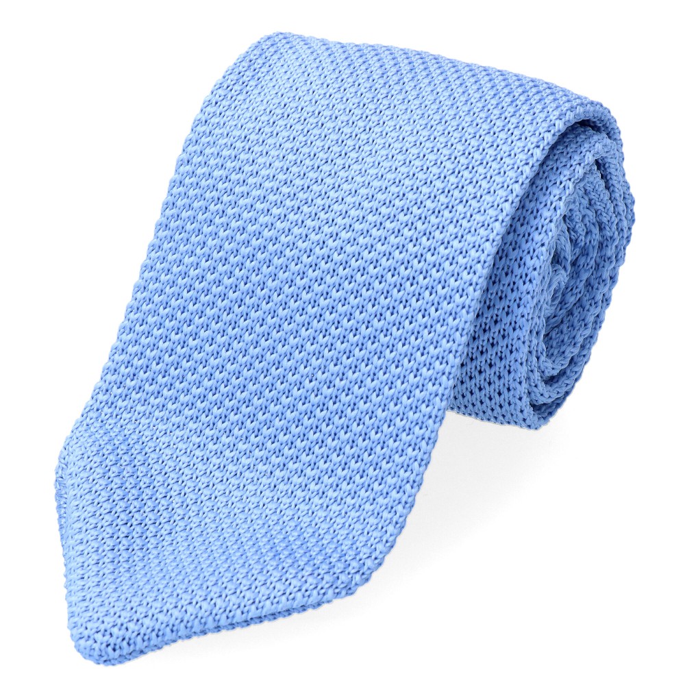 krawat knit niebieski gładki