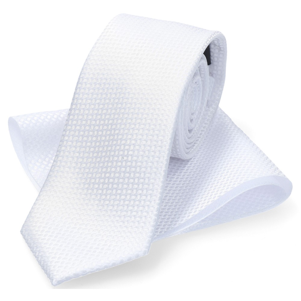 krawat ślubny biały wizytowy