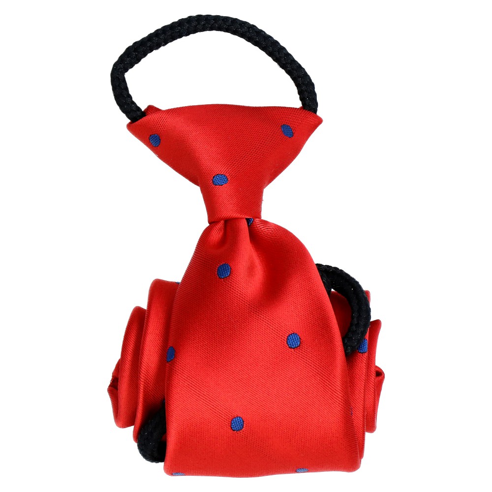 krawat dla dziecka czerwony w niebieską kropkę