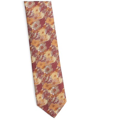 Krawat Wąski-floral-rudy