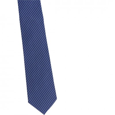 Krawat Jedwabny Niebieski w Białe Kropki