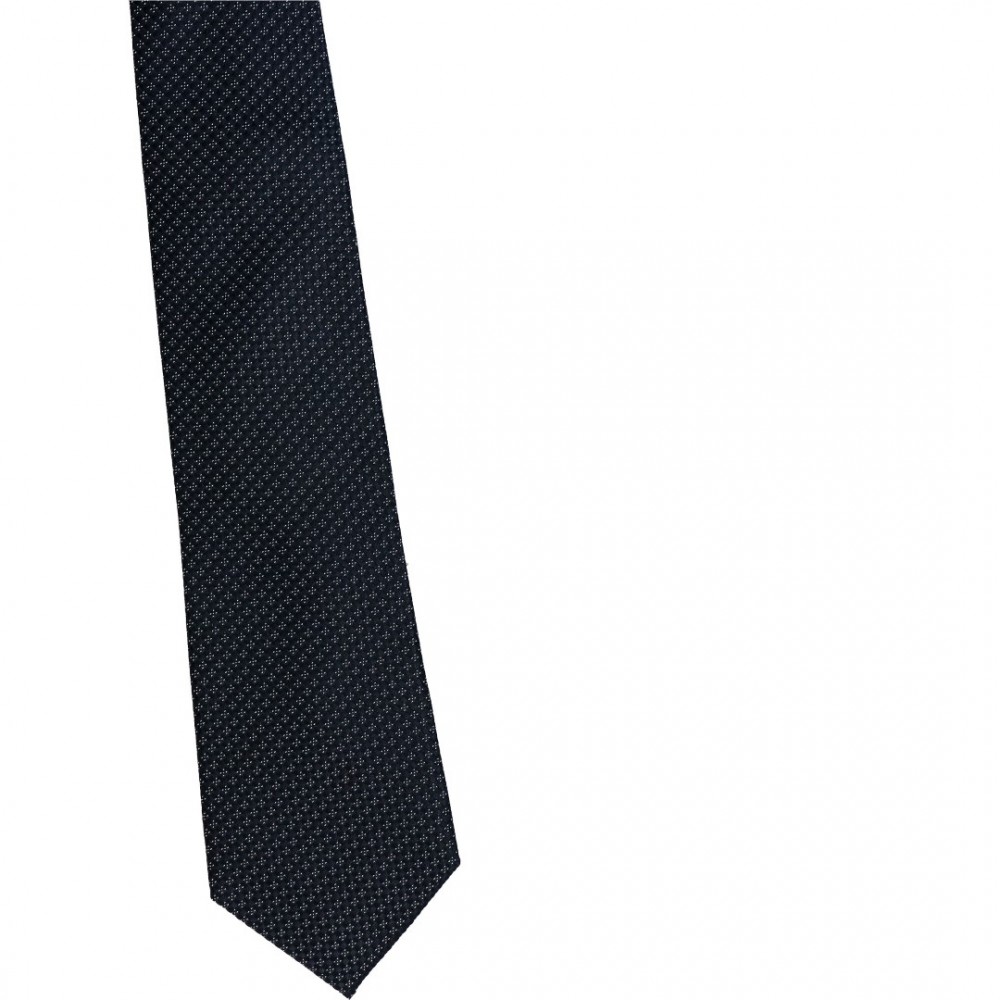 Krawat Jedwabny Czarny z Białym Wzorem