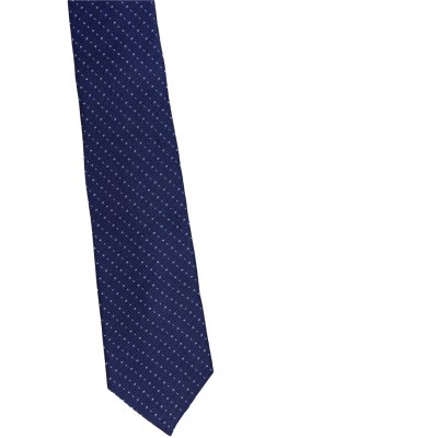 Krawat Jedwabny Granatowy w Błękitne Kropki