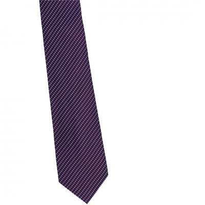 Krawat Jedwabny Bordowy z Kropeczką Białą