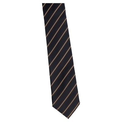 krawat szeroki brązowy w paski beżowe
