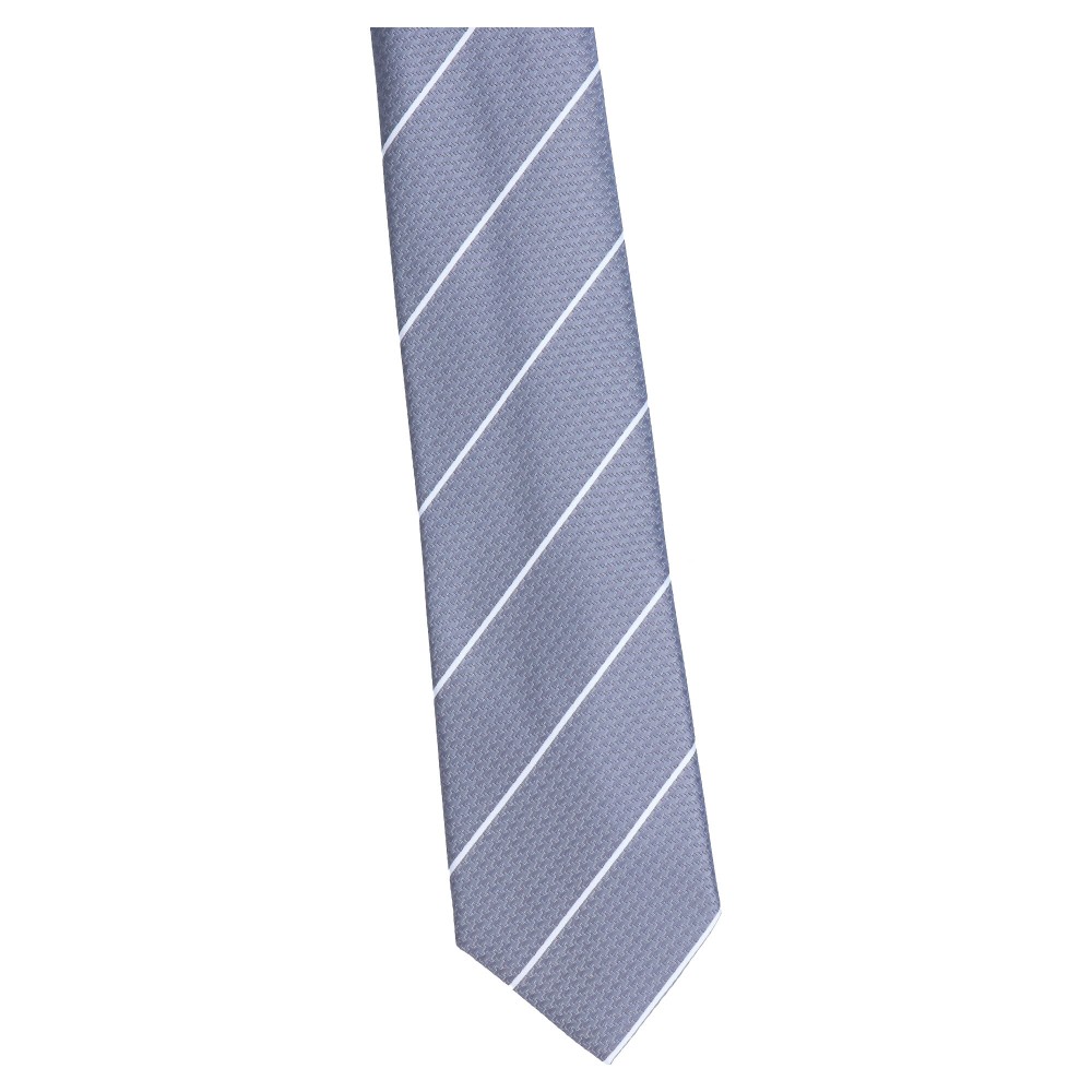 krawat szeroki stalowy w białe paseczki