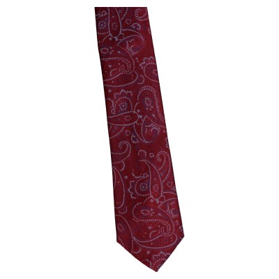 krawat szeroki bordowy - paisley