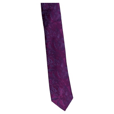 krawat wąski fioletowy  - kwiaty