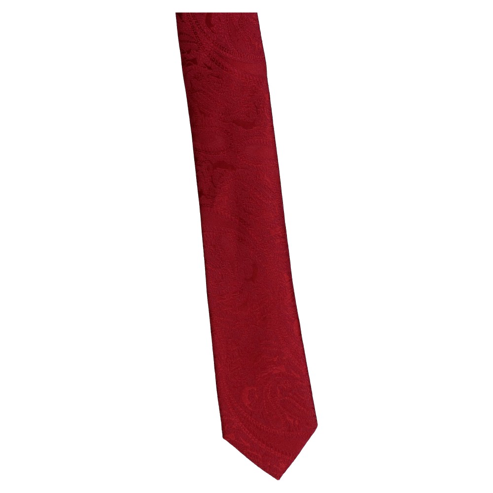 krawat wąski bordowy - delikatny wzór