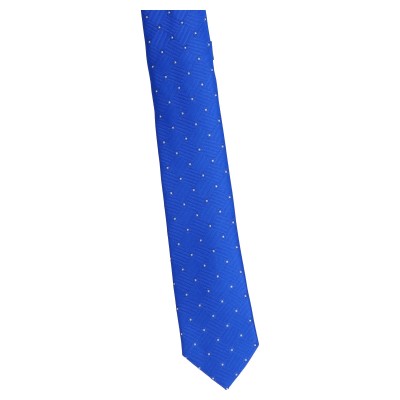 krawat wąski niebieski - kropeczki