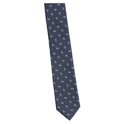 krawat wąski stalowy - białe łezki puste