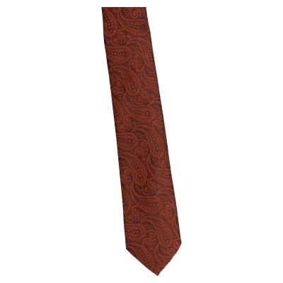 krawat wąski rudy - paisley