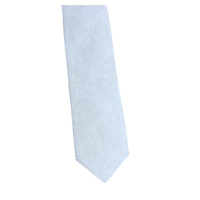 Krawat Jedwabny Szeroki - Srebrny i Szary Paisley