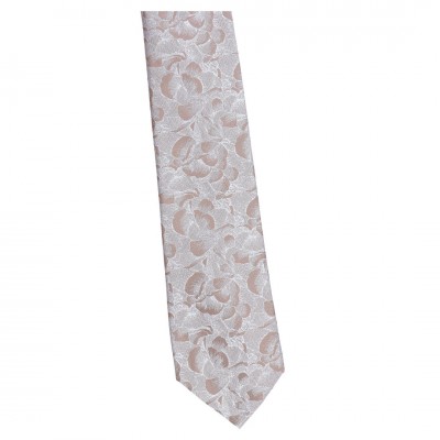 Krawat Szeroki Brązowy z Beżem - Floral