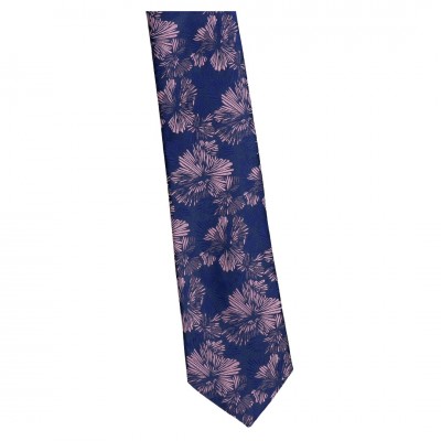 Krawat Szeroki Granatowy Z Różem - Floral