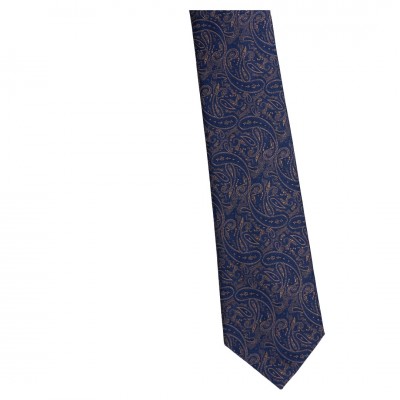 Krawat Szeroki Granatowy Ze Złotym - Paisley