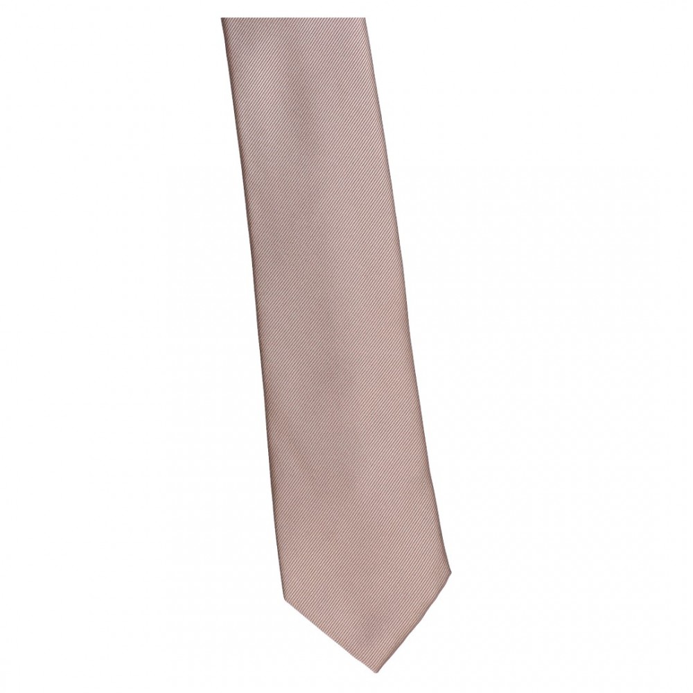 Krawat Wąski Beżowy Gładki
