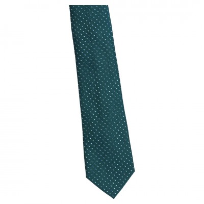 Krawat Szeroki Ciemny Zielony W Białe Kropeczki