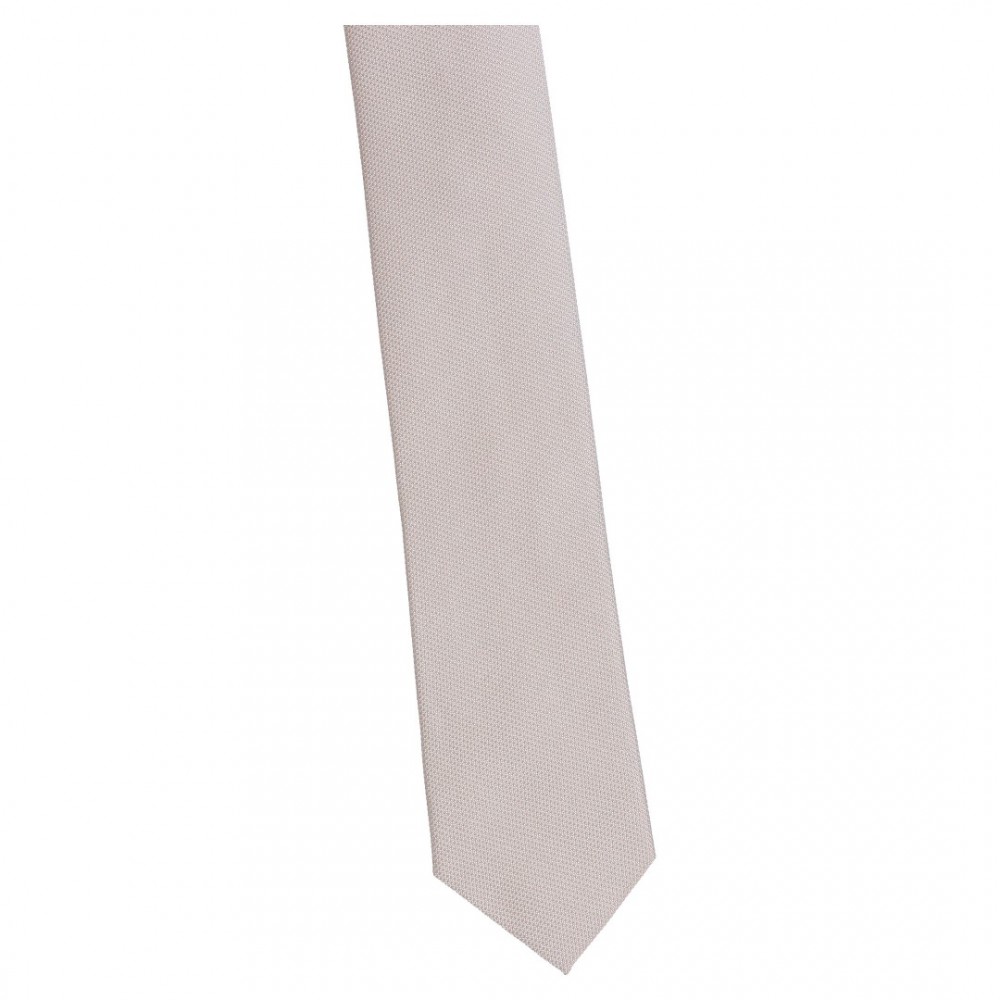 Krawat Wąski - Beżowa Struktura