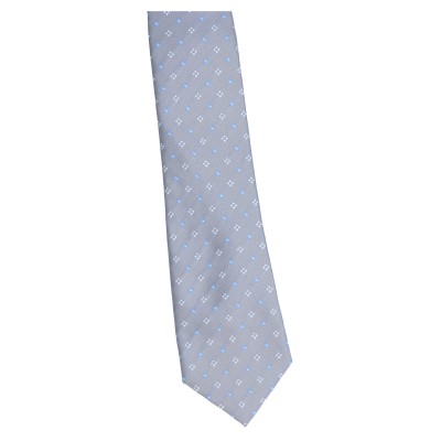Krawat Szeroki Szary Z Błękitem - Wzorek