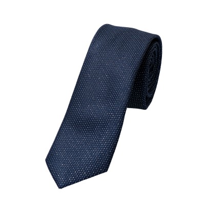 Krawat Szeroki Granatowy Ze Srebrną Nitką - Premium