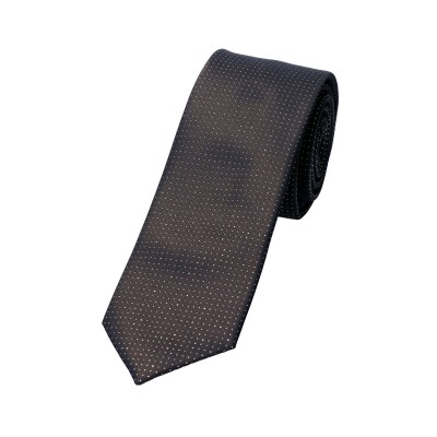 Krawat Szeroki Brązowy Ze Złotą Kropeczką - Premium