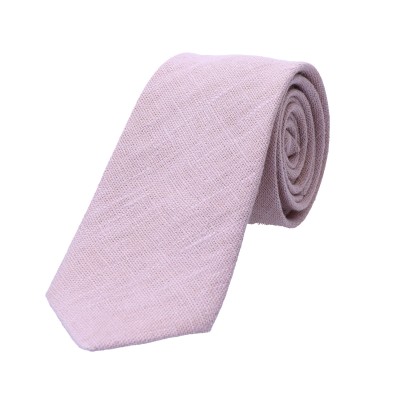 Krawat Szeroki Lniany Różowy