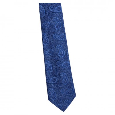 Krawat Szeroki Niebieski - Paisley - 	Giacobbe