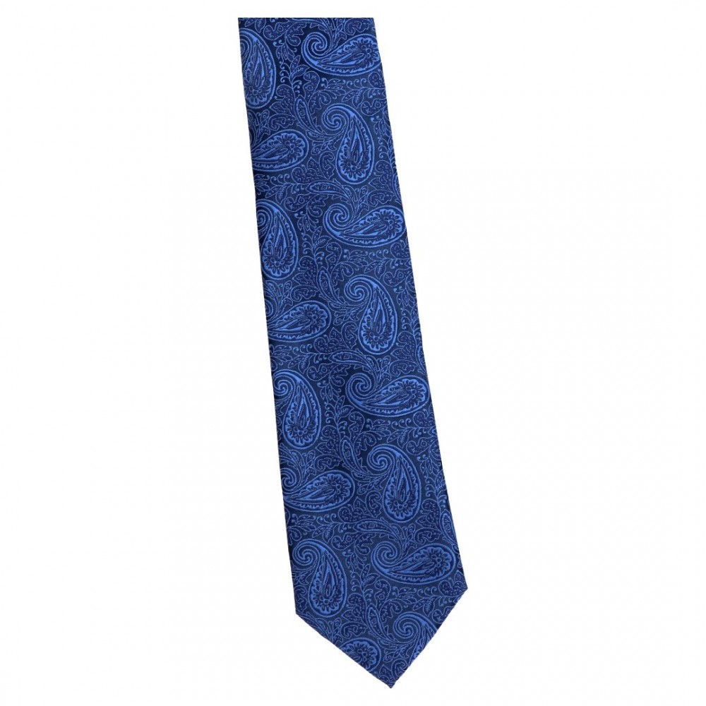 Krawat Szeroki Niebieski - Paisley -...