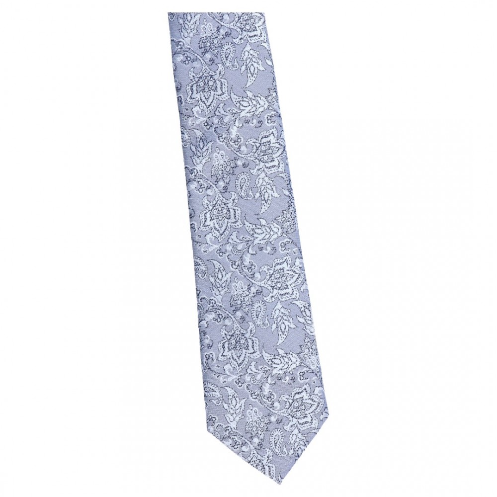 Krawat Szeroki Szary - Floral - Marco