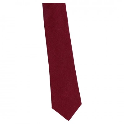 Krawat Szeroki Lniany Bordowy